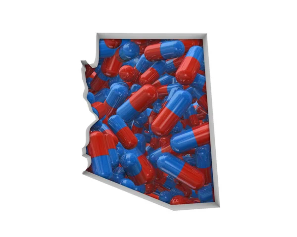 Arizona Tabletták Kábítószer Egészségbiztosítási Megjelenítése Illusztráció — Stock Fotó
