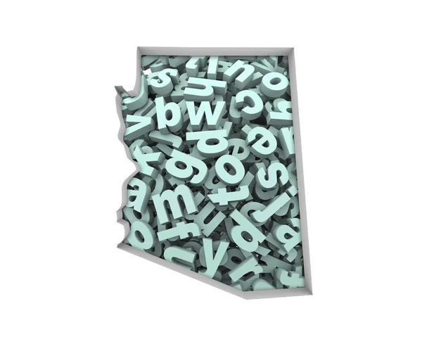 亚利桑那州亚利桑那州字母地图教育阅读写作学校3D — 图库照片