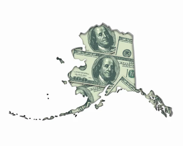 Alaska Money Map Dinheiro Economia Dólares Ilustração — Fotografia de Stock