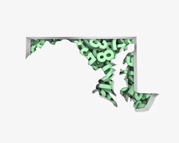 Maryland Mapa Números Matemática Figuras Economia Ilustração — Fotografia de Stock