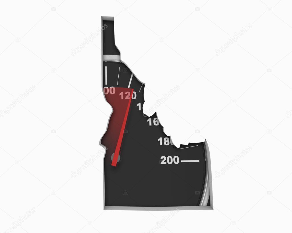 Idaho ID Speedometer Map Fast Speed Competition Race 3d Illustration