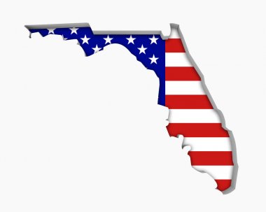 Florida Fl ABD bayrağı yıldız çizgili harita 3d çizim