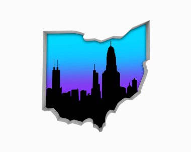Ohio Oh manzarası şehir metropol gece hayatı 3d çizim
