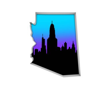 Arizona Az manzarası şehir metropol gece hayatı 3d çizim