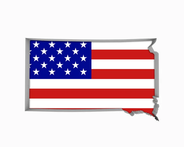 South Dakota Usa Flagge Sterne Streifen Karte Illustration — Stockfoto