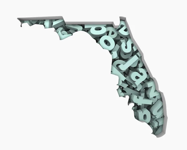 Florida Písmena Mapa Vzdělání Čtení Psaní Školy Obrázek — Stock fotografie