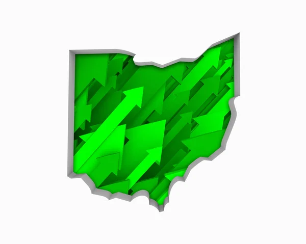 Ohio Flechas Mapa Crecimiento Aumento Aumento Ilustración — Foto de Stock