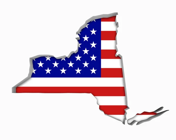 Nueva York Bandera Estrellas Rayas Mapa Ilustración —  Fotos de Stock