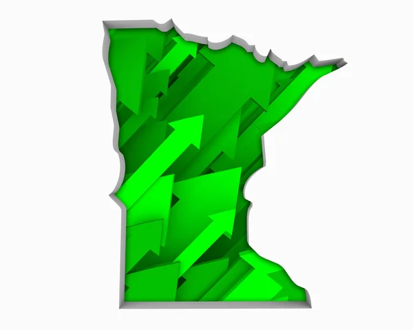 Minnesota Flechas Mapa Crecimiento Aumento Aumento Ilustración —  Fotos de Stock