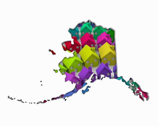 Alaska AK Homes Homes Map New Real Estate Development 3d Illustration