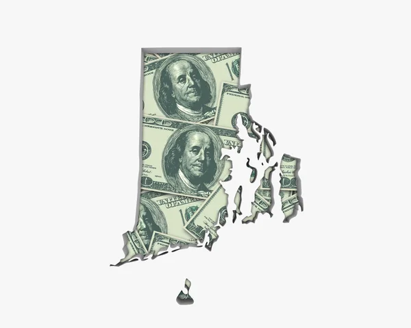 Rhode Island Money Map Dinheiro Economia Dólares Ilustração — Fotografia de Stock