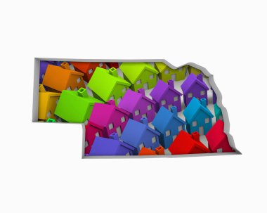 Nebraska Ne evleri evleri harita yeni gayrimenkul geliştirme 3d çizim