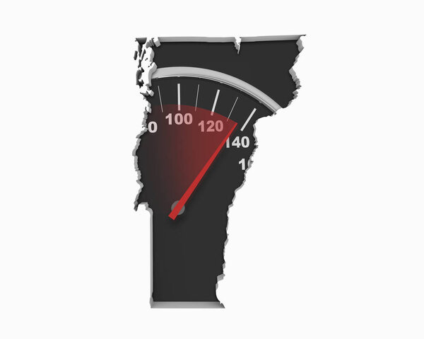 Vermont VT Speedometer Map Fast Speed Competition Race 3d Illustration