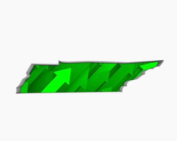 Tennessee TN Arrows Map Growth Increase On Rise 3d Illustration
