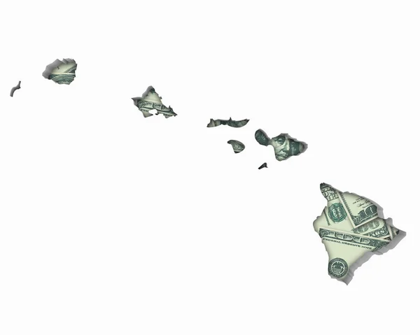 Hawaii Money Map Dinero Efectivo Economía Dólares Ilustración —  Fotos de Stock