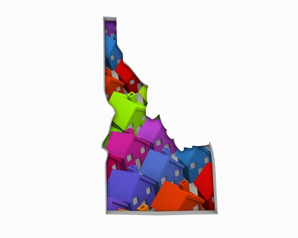 Idaho Domy Domów Nowych Nieruchomości Budowa Mapy Ilustracja — Zdjęcie stockowe