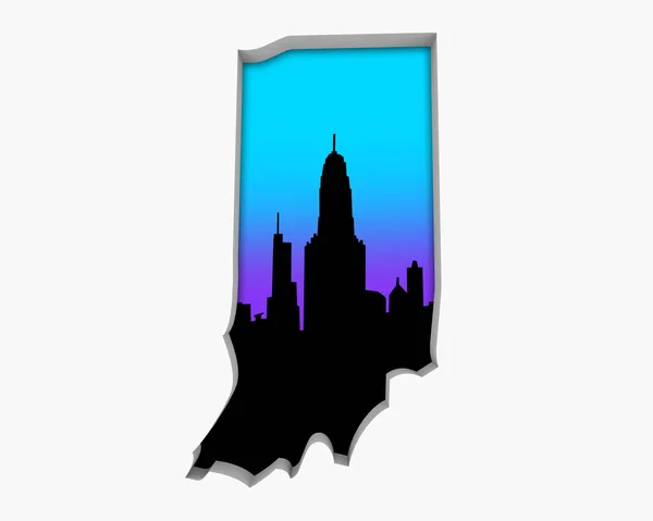 Indiana Skyline City Metropolitan Area Nightlife Illustration — Stock Photo, Image