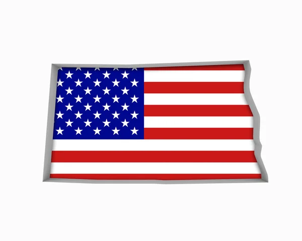 Dakota Del Norte Usa Bandera Estrellas Rayas Mapa Ilustración — Foto de Stock