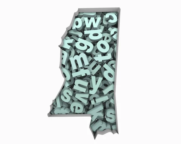 Mississippi Lettere Mappa Istruzione Leggere Scrivere Scuole Illustrazione — Foto Stock