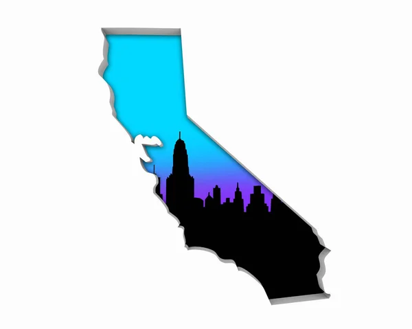 Nocnego Obszaru Metropolitalnego Panoramę Miasta California Ilustracja — Zdjęcie stockowe