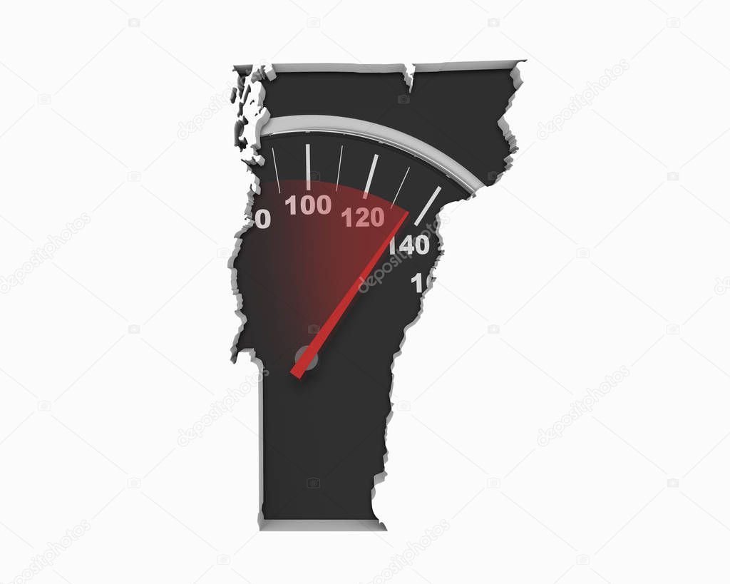 Vermont VT Speedometer Map Fast Speed Competition Race 3d Illustration