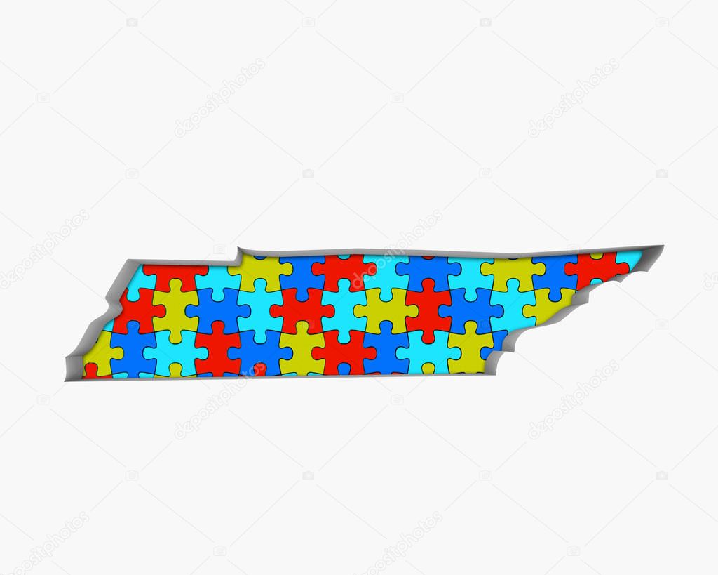 Tennessee TN Puzzle Pieces Map Working Together 3d Illustration