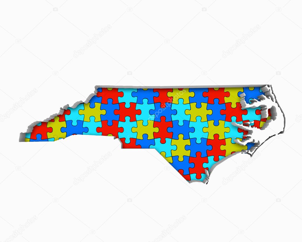 North Carolina NC Puzzle Pieces Map Working Together 3d Illustration