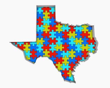 Texas Tx bulmaca adet harita birlikte 3d çizim çalışma