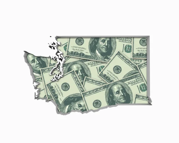 Washington Money Map Cash Economy Dollars Illustrazione — Foto Stock