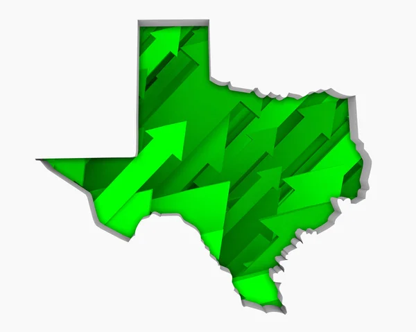 Texas Flechas Mapa Crecimiento Aumento Aumento Ilustración — Foto de Stock