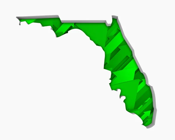 Florida Strzałki Mapa Wzrost Powstanie Ilustracja — Zdjęcie stockowe