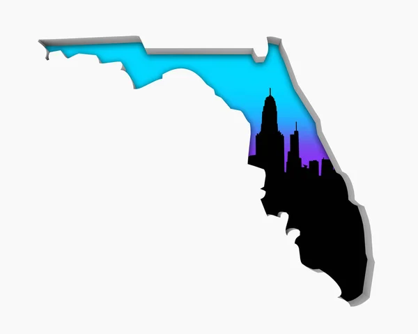 Florida Skyline City Metropolitan Area Vita Notturna Illustrazione — Foto Stock