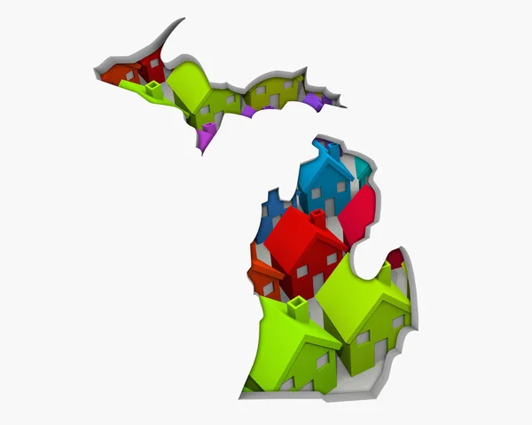 Michigan Case Mappa Nuovo Sviluppo Immobiliare Illustrazione — Foto Stock