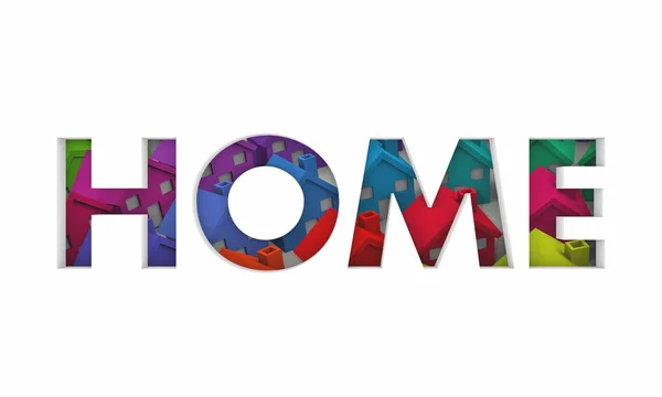 Home Word Houses Community Neighborhood Illustration — Stock Photo, Image