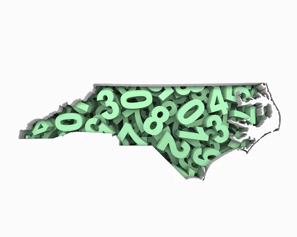 Північна Кароліна Карту Чисел Математики Цифри Економіки Ілюстрація — стокове фото