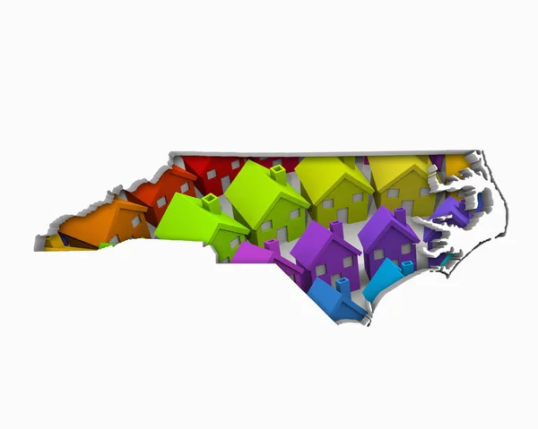 North Carolina Hus Hem Karta Nya Fastighetsutveckling Illustration — Stockfoto