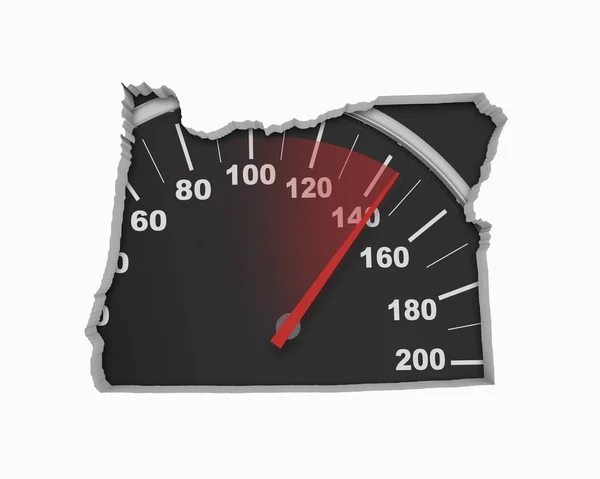 Oregon Oder Speedometer Map Schnelles Geschwindigkeitsrennen Illustration — Stockfoto