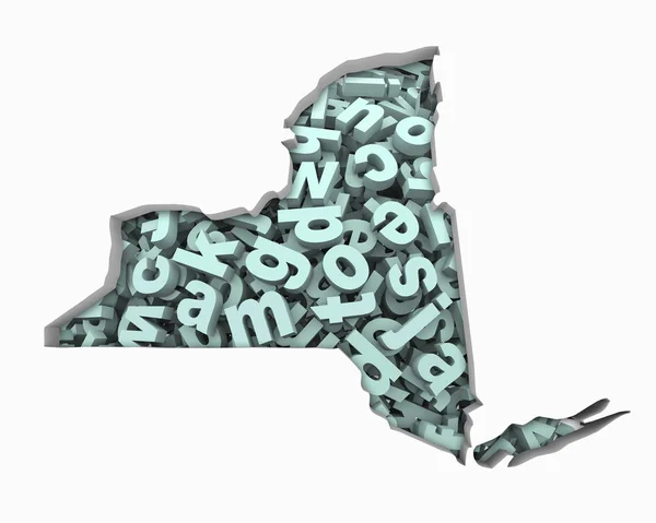 Nueva York Cartas Mapa Educación Escritura Lectura Escuelas Ilustración —  Fotos de Stock