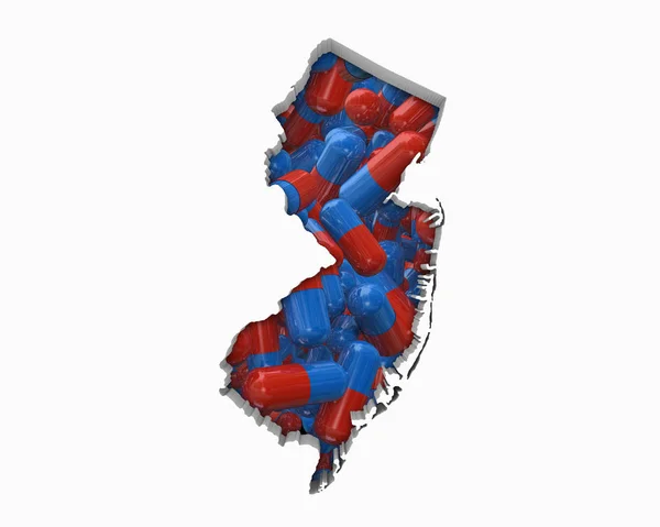 New Jersey Pills Drugs Health Care Insurance Map Ilustração — Fotografia de Stock