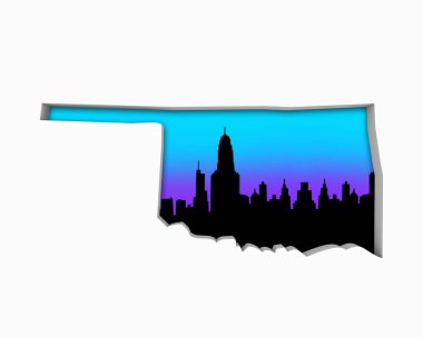Oklahoma silüeti manzarası şehir metropol beyaz arka plan üzerinde ile 