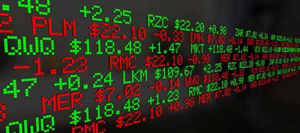 Mercado Valores Precios Ticker Sobre Fondo Negro —  Fotos de Stock