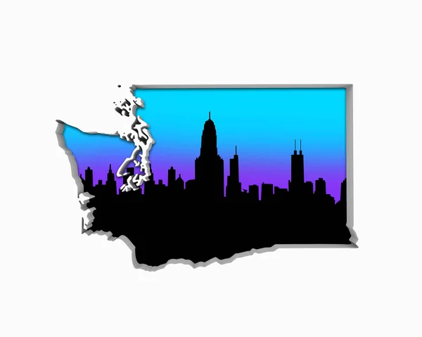 Silhouet Van Washington Met Skyline City Metropool Witte Achtergrond — Stockfoto