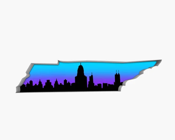 Силует Теннессі Skyline Міської Агломерації Білому Тлі — стокове фото