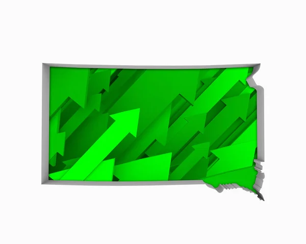 Silhueta Dakota Sul Com Setas Verdes Sobre Fundo Branco — Fotografia de Stock