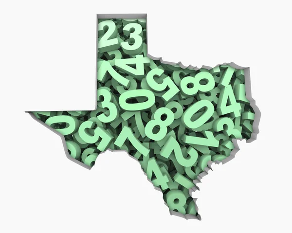 Silueta Texas Llena Números Sobre Fondo Blanco — Foto de Stock
