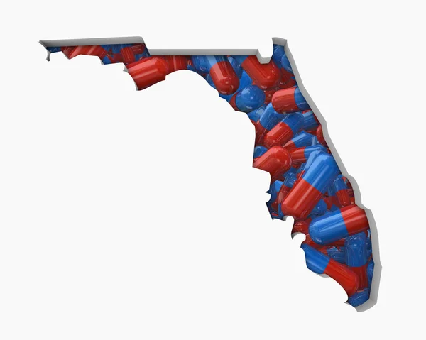 Sylwetka Florida Pełne Pigułki Białym Tle — Zdjęcie stockowe