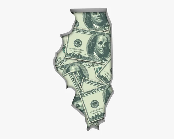 Silueta Illinois Plné Peněz Bílém Pozadí — Stock fotografie