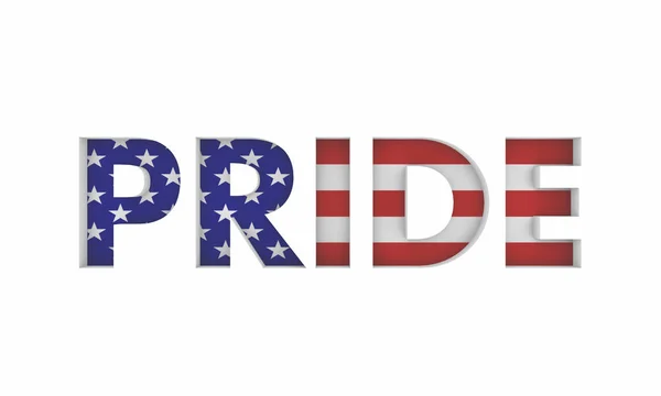 Lettering Pride Com Bandeira Americana Dos Eua Fundo Branco — Fotografia de Stock