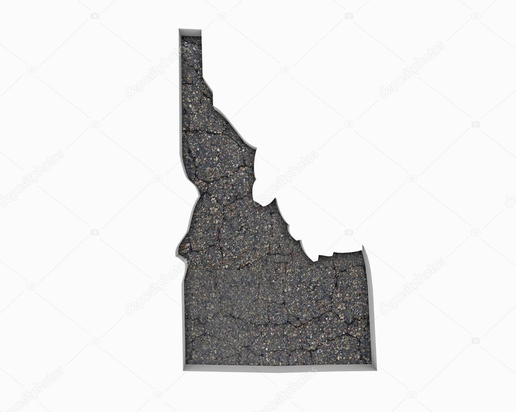 Silhouette of Idaho with pavement on white background 
