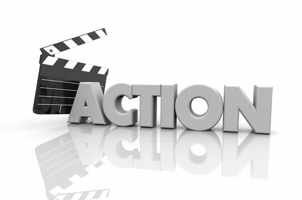 Lettrage Action Avec Film Clapper Conseil Sur Fond Blanc — Photo